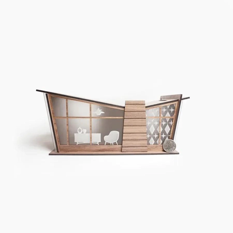 CAJA ORGANIZADORA DE MADERA CON DISEÑO EN FORMA DE CASA PARA DECORACION - 1