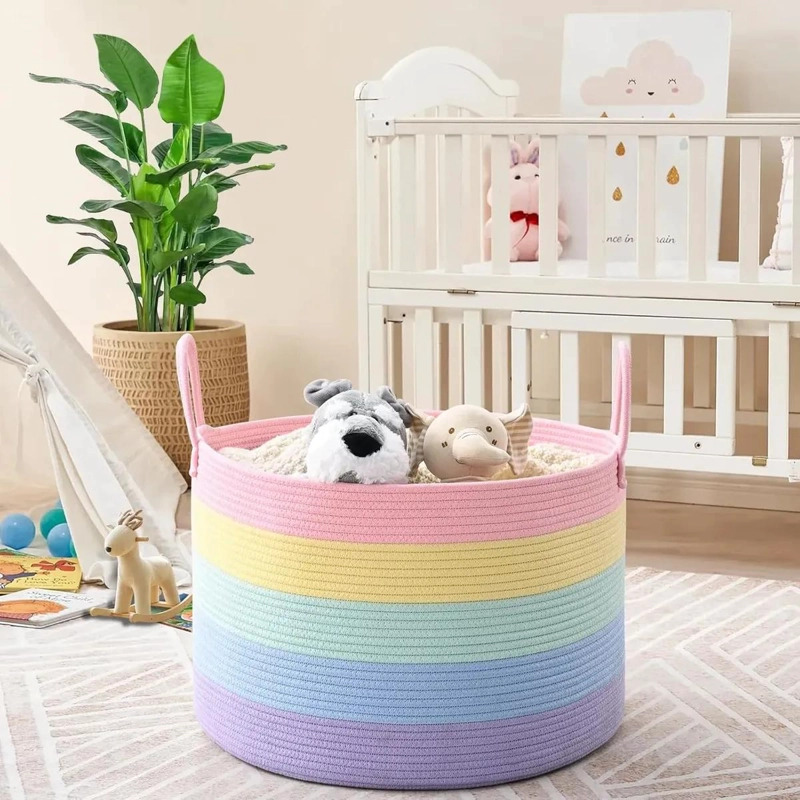 CESTA DE ALMACENAMIENTO DE GRAN CAPACIDAD CON DISEÑO COLORIDO - 2