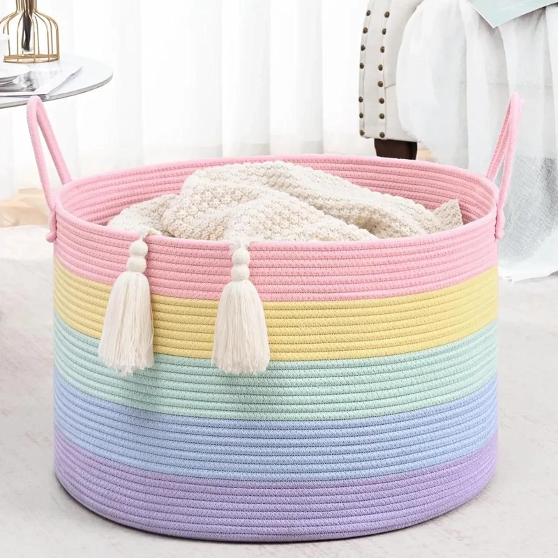CESTA DE ALMACENAMIENTO DE GRAN CAPACIDAD CON DISEÑO COLORIDO - 3