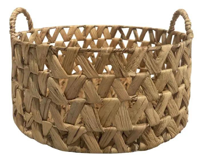 CANASTO REDONDO DE MIMBRE CON DIMENSIONES 35X35X15 CM - 1