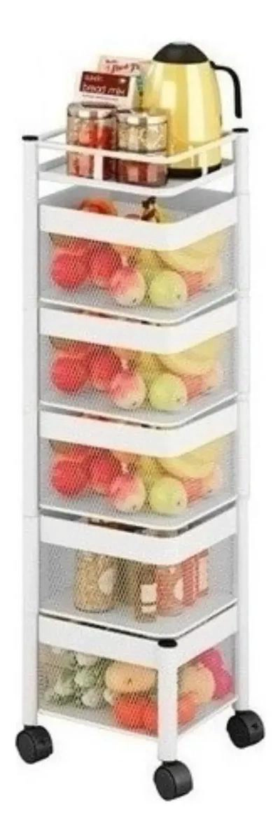 ESTANTE ORGANIZADOR GIRATORIO DE METAL CON 5 NIVELES PARA FRUTAS Y VERDURAS - 1