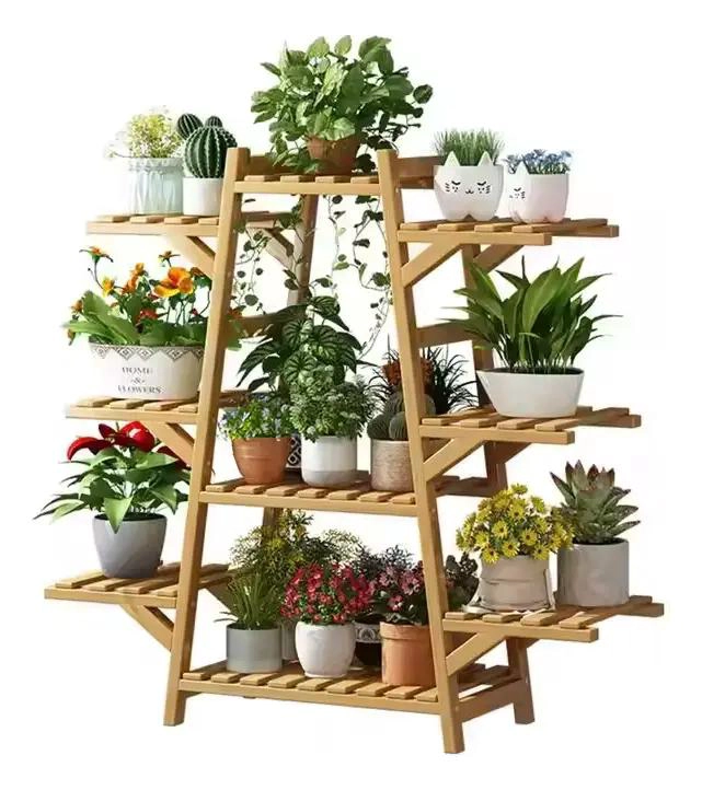 ORGANIZADOR DE BAMBU CON 9 REPISAS PARA JARDIN Y MACETAS - 1