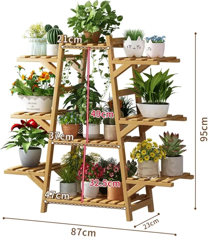 ORGANIZADOR DE BAMBU CON 9 REPISAS PARA JARDIN Y MACETAS - 4