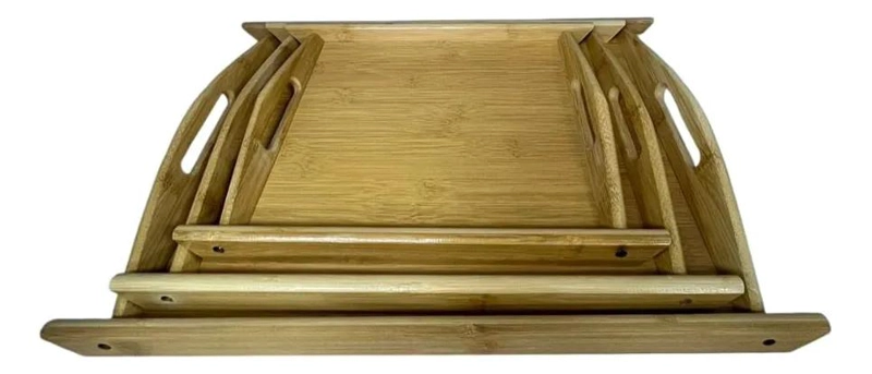 SET DE BANDEJAS PARA DESAYUNO DE BAMBU CON ASAS 3 PIEZAS - 2