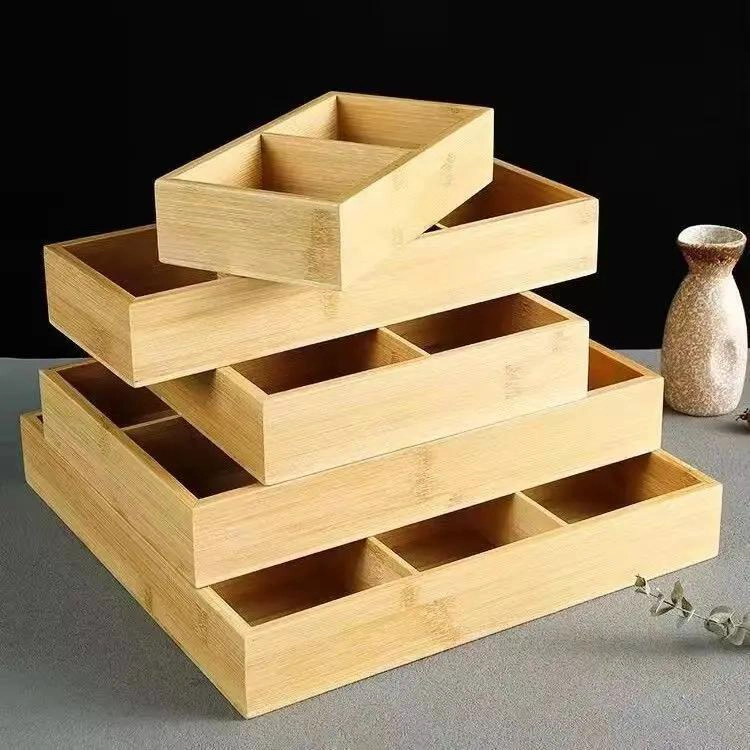 BANDEJA DE BAMBU CON 6 COMPARTIMENTOS DE 33X23X5 CM PARA ORGANIZACION - 3