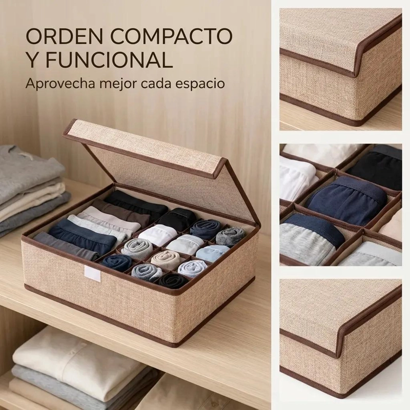 CAJA ORGANIZADORA MULTIUSO PARA HOGAR Y OBJETOS PEQUEÑOS COLOR BEIGE - 5