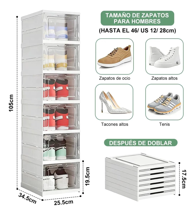 ORGANIZADOR PLEGABLE PARA ZAPATOS CON 6 NIVELES DE ALMACENAMIENTO - 2