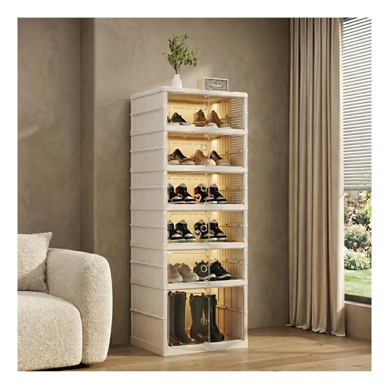 ORGANIZADOR DE ZAPATOS PLEGABLE CON 6 NIVELES Y PUERTA MAGNE TICA - 3
