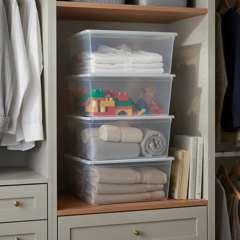 CAJA ORGANIZADORA APILABLE CON TAPA CAPACIDAD 19 LITROS - 1