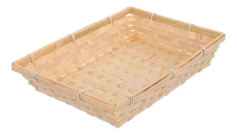 SET DE 2 CANASTOS DECORATIVOS Y ORGANIZADORES DE BAMBU NATURAL - 1