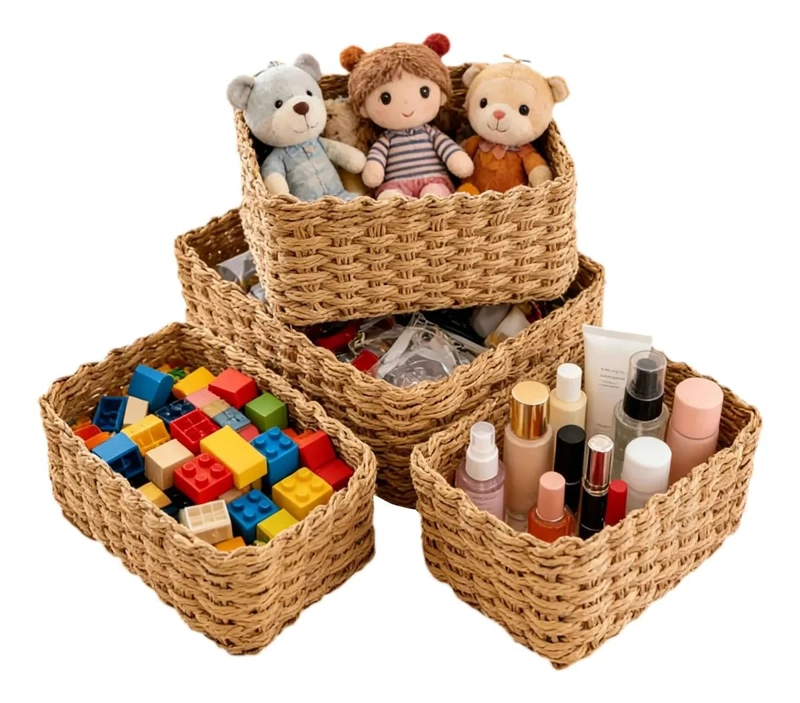 SET DE 4 CESTAS DE MIMBRE PARA ALMACENAMIENTO Y ORGANIZACION - 1