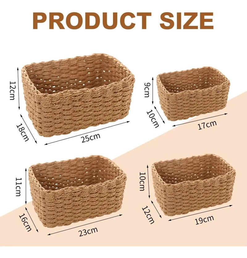 SET DE 4 CESTAS DE MIMBRE PARA ALMACENAMIENTO Y ORGANIZACION - 3