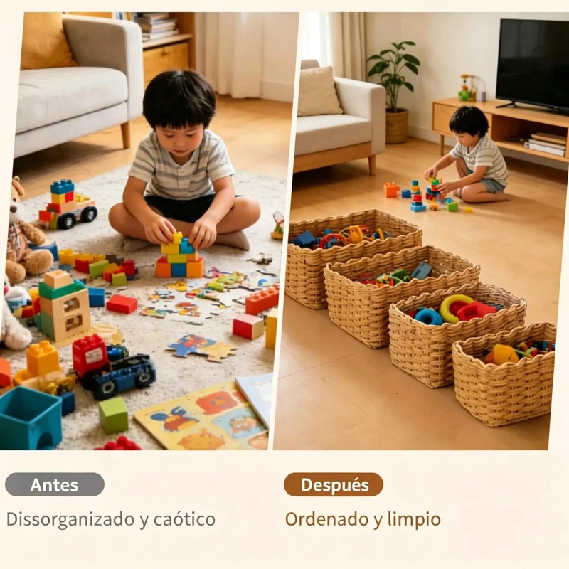 SET DE 4 CESTAS DE MIMBRE PARA ALMACENAMIENTO Y ORGANIZACION - 4