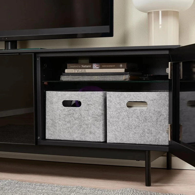 CANASTO ORGANIZADOR DE FIELTRO GRIS CON ASAS 25X35X20 CM - 4