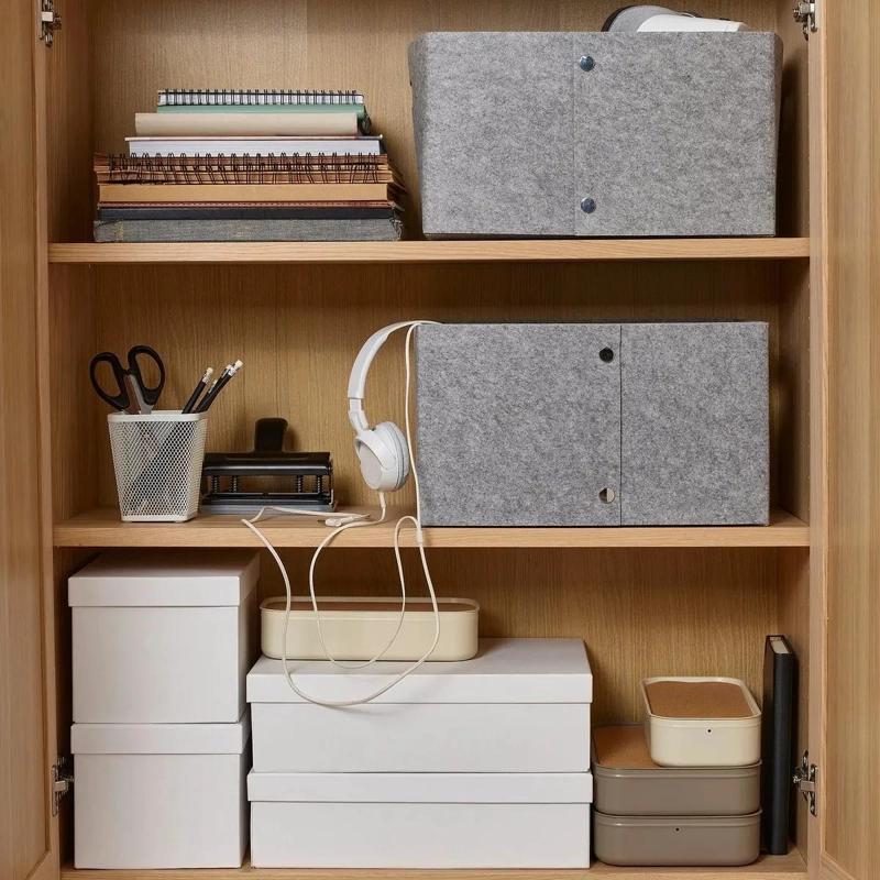 CANASTO ORGANIZADOR DE FIELTRO GRIS CON ASAS 25X35X20 CM - 5