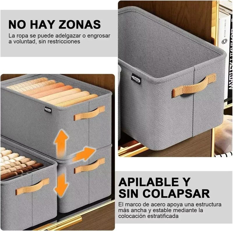SET DE 16 CAJAS ORGANIZADORAS PLEGABLES DE TELA PARA ALMACENAMIENTO - 2