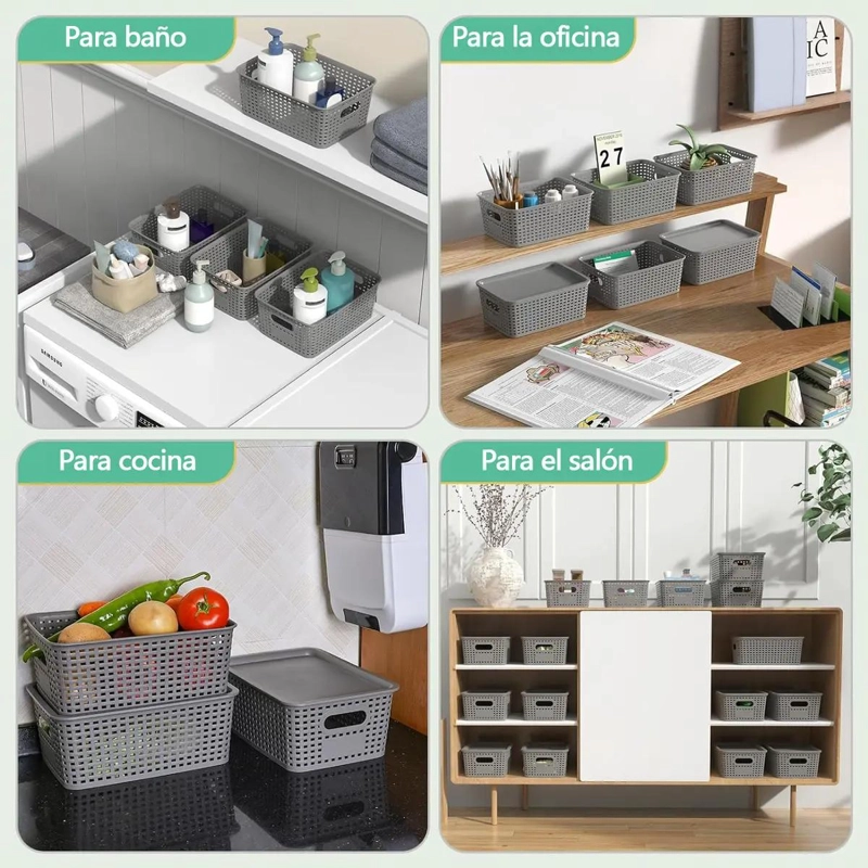 SET DE 6 CANASTOS ORGANIZADORES MULTIUSO PARA COCINA Y BAÑO - 2