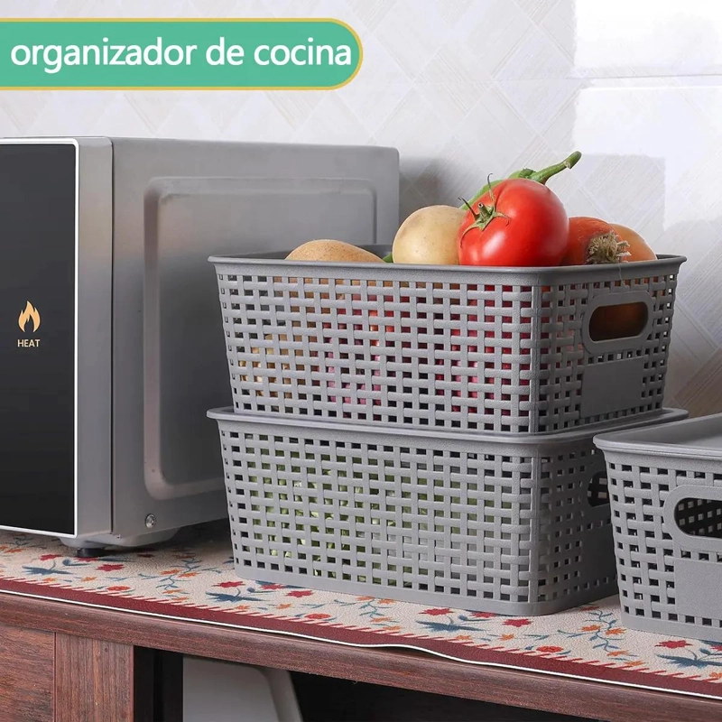 SET DE 6 CANASTOS ORGANIZADORES MULTIUSO PARA COCINA Y BAÑO - 3
