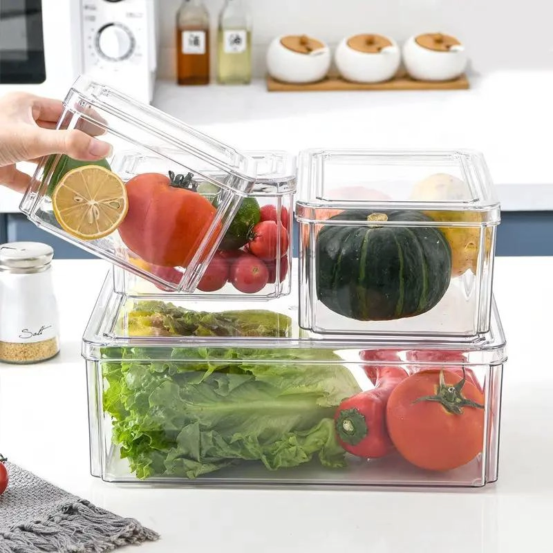 SET DE 7 CONTENEDORES CON TAPA PARA ORGANIZAR REFRIGERADOR Y COCINA - 2
