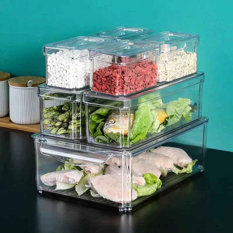 SET DE 7 CONTENEDORES CON TAPA PARA ORGANIZAR REFRIGERADOR Y COCINA - 4