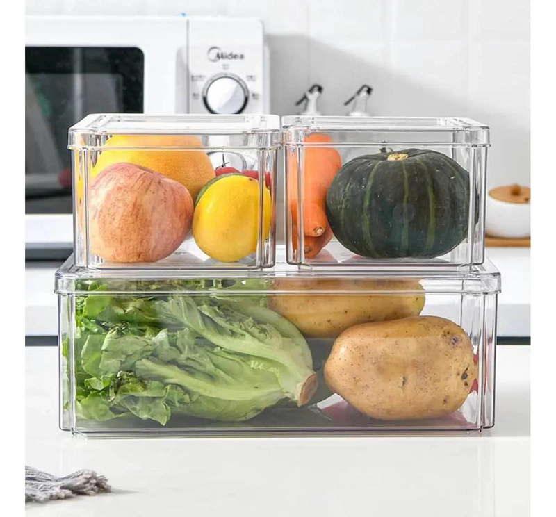 SET DE 7 CONTENEDORES CON TAPA PARA ORGANIZAR REFRIGERADOR Y COCINA - 5
