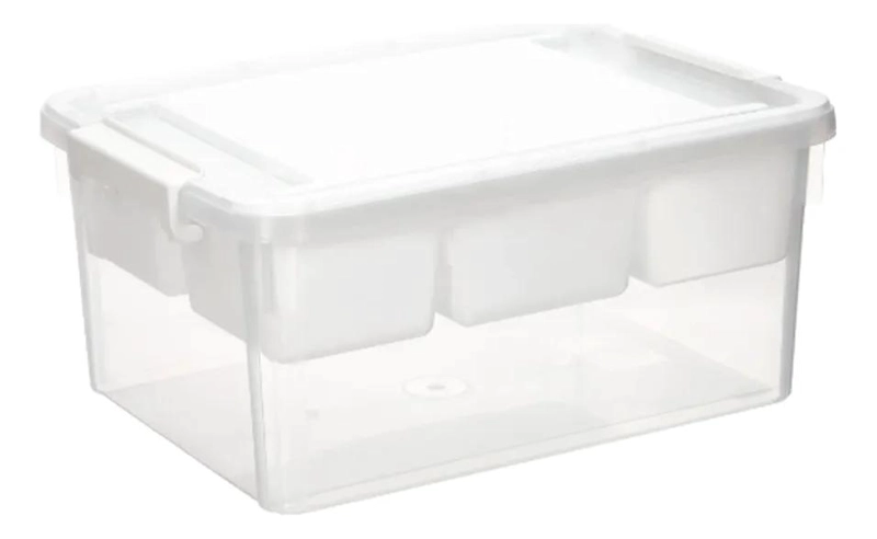 CAJA ORGANIZADORA CON BANDEJA DE 16 LITROS Y TAPA AJUSTABLE - 1