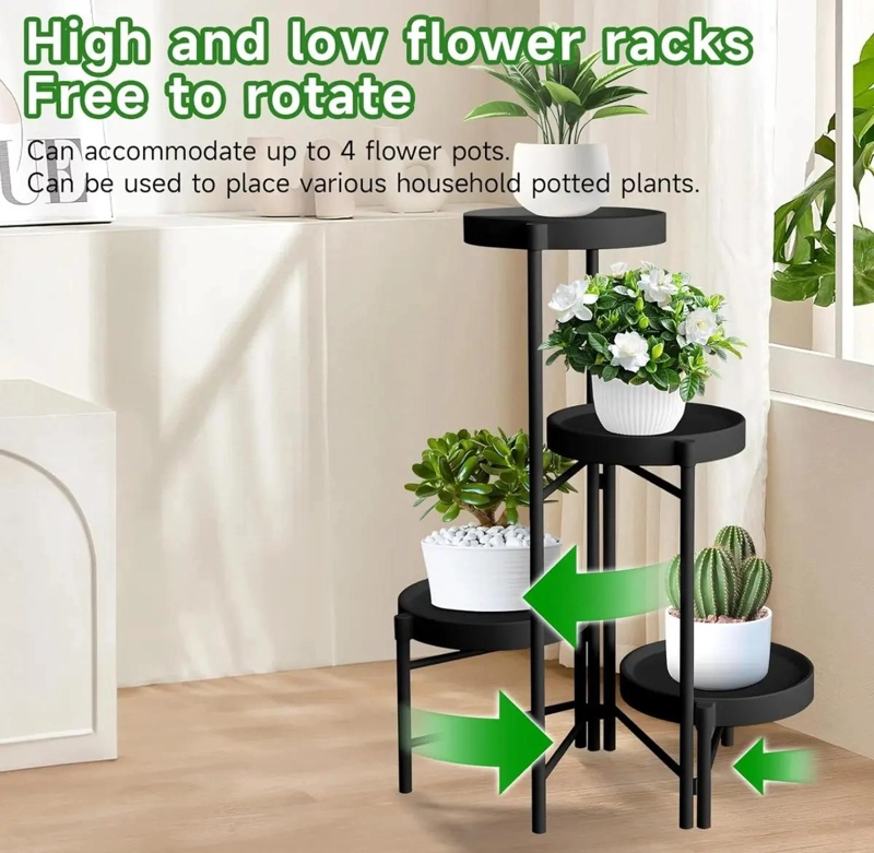 SET DE 4 ORGANIZADORES METALICOS DESMONTABLES CON PEDESTAL PARA MACETEROS - 4