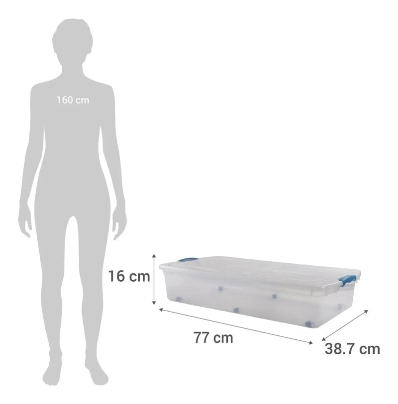 CAJA ORGANIZADORA TRANSPARENTE PARA ALMACENAMIENTO BAJO CAMA 36 LITROS - 4