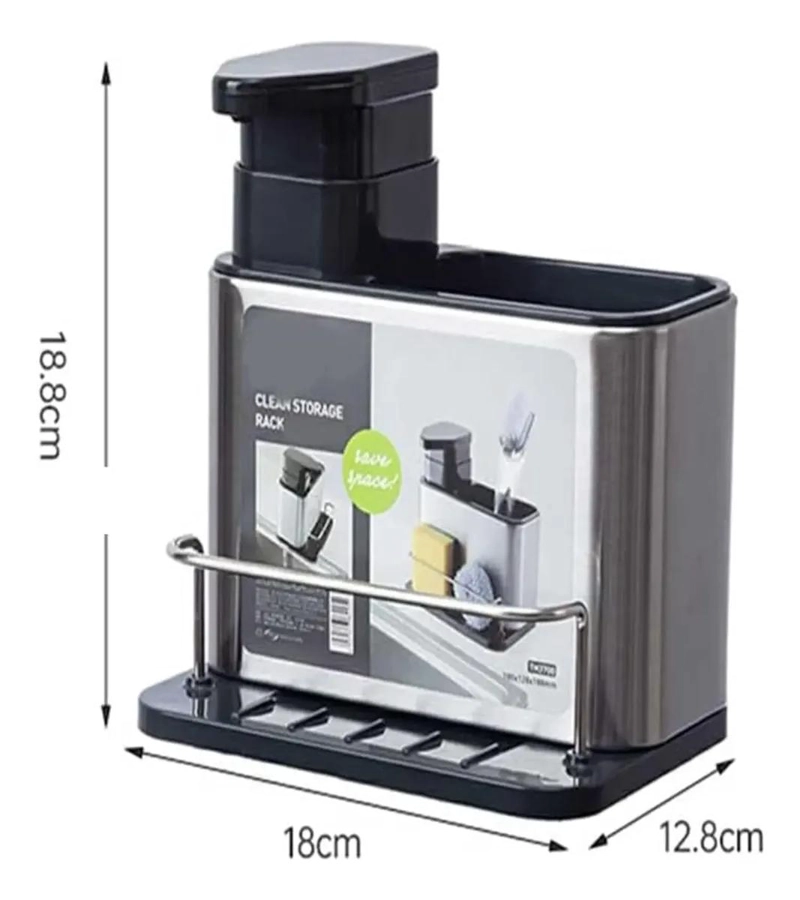 ORGANIZADOR MULTIFUNCIONAL PARA COCINA CON DISPENSADOR DE JABON Y PORTA ESPONJA - 2