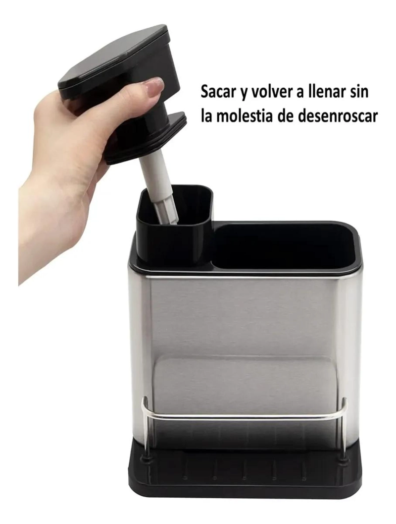 ORGANIZADOR MULTIFUNCIONAL PARA COCINA CON DISPENSADOR DE JABON Y PORTA ESPONJA - 4