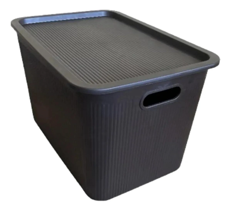 SET DE 3 CAJAS ORGANIZADORAS DE 24 LITROS COLOR MARRON CON TAPA - 3