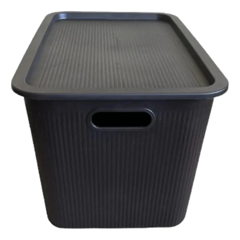 SET DE 3 CAJAS ORGANIZADORAS DE 24 LITROS COLOR MARRON CON TAPA - 4