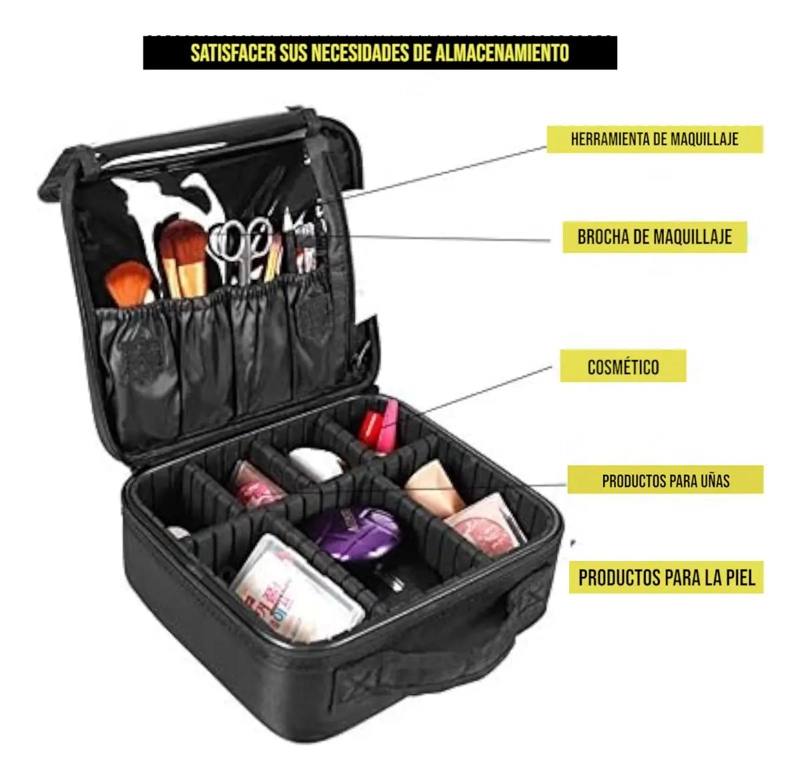 MALETIN ORGANIZADOR DE MAQUILLAJE CON SEPARADORES AJUSTABLES Y COMPARTIMENTOS - 4