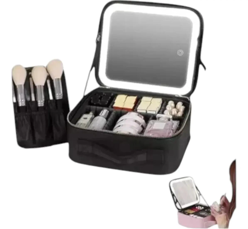 CAJA PARA MAQUILLAJE CON ESPEJO INTEGRADO Y LUZ LED AJUSTABLE - 1