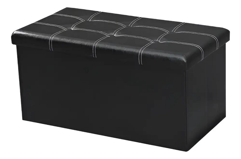 BANQUETA BAUL ORGANIZADOR NEGRA CON PUFF Y ESPACIO DE ALMACENAMIENTO - 1