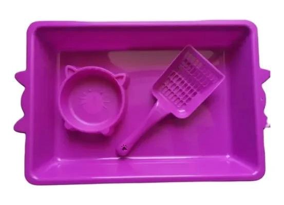 SET COMPLETO PARA CUIDADO DE GATOS CON ARENERO, PALA Y PLATO - 1
