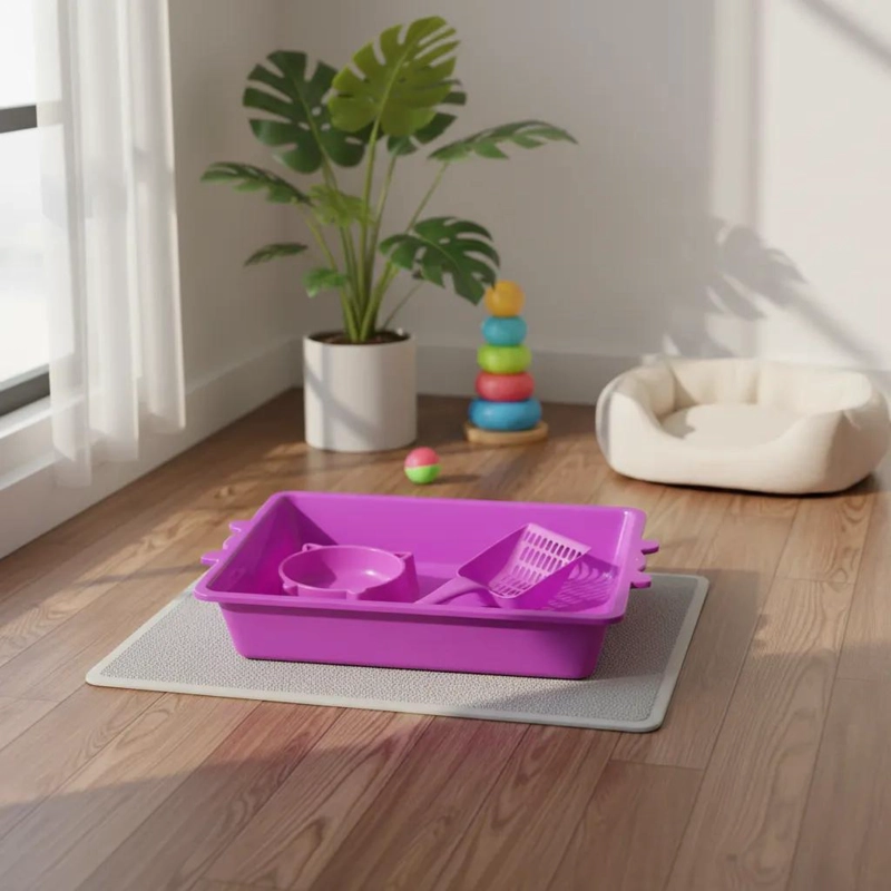 SET COMPLETO PARA CUIDADO DE GATOS CON ARENERO, PALA Y PLATO - 2