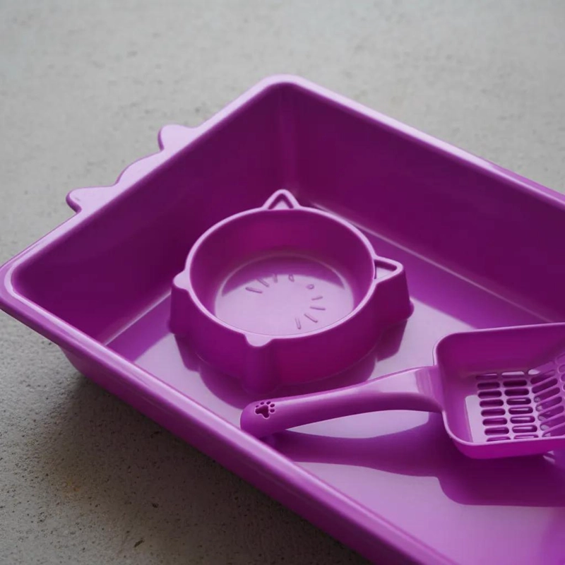 SET COMPLETO PARA CUIDADO DE GATOS CON ARENERO, PALA Y PLATO - 4