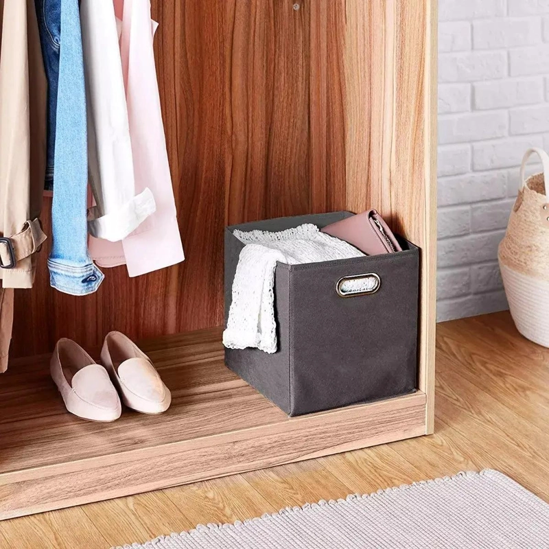 SET DE 6 CAJAS ORGANIZADORAS PLEGABLES CON ASAS DE TELA PARA ALMACENAMIENTO - 3