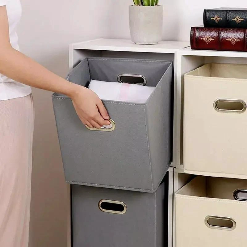 SET DE 6 CAJAS ORGANIZADORAS PLEGABLES CON ASAS DE TELA PARA ALMACENAMIENTO - 5