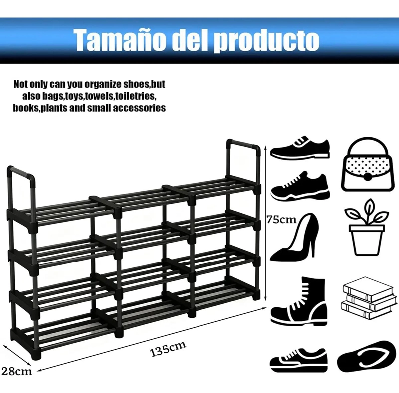 ORGANIZADOR DE ZAPATOS LARGO CON 4 NIVELES PARA CLOSET Y HOGAR - 3