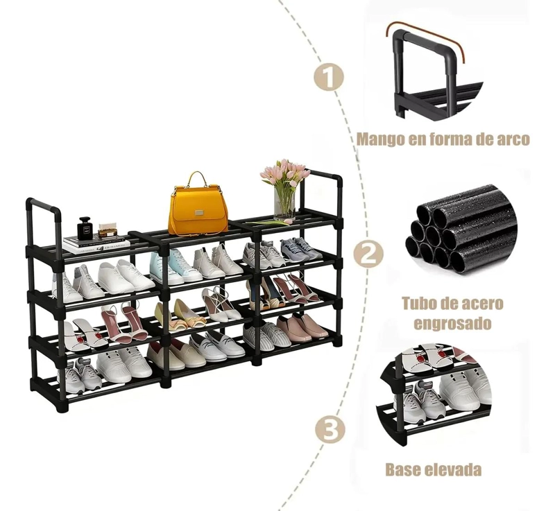 ORGANIZADOR DE ZAPATOS LARGO CON 4 NIVELES PARA CLOSET Y HOGAR - 4