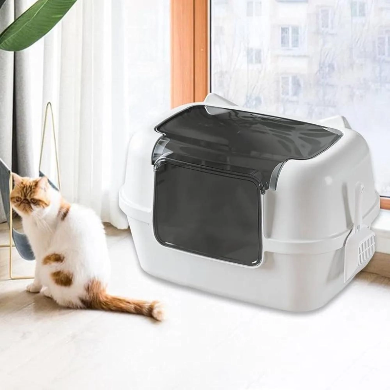 ARENERO PARA GATOS CON CUBIERTA Y PALA COLOR BLANCO - 2