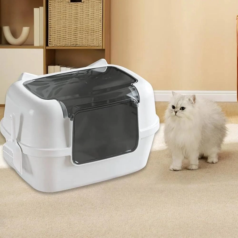 ARENERO PARA GATOS CON CUBIERTA Y PALA COLOR BLANCO - 3