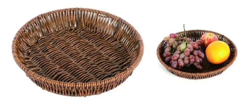 CESTA DE MIMBRE PARA FRUTAS Y VERDURAS 28 CM COLOR MARRON - 1