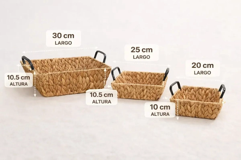 SET DE 3 CESTAS ORGANIZADORAS DE YUTE CON ASAS PARA DECORACION - 3