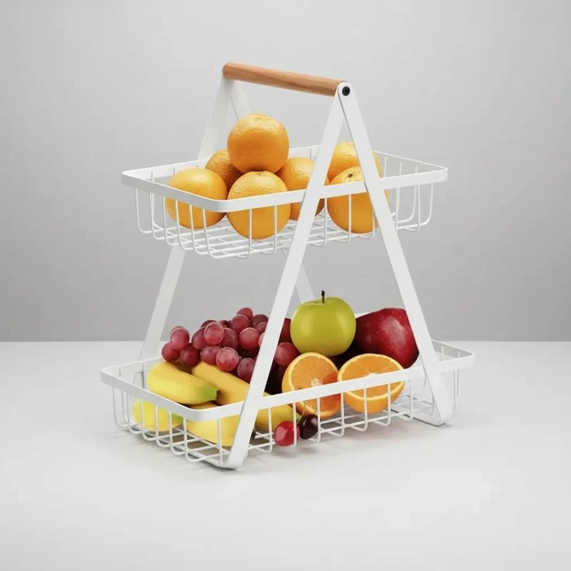 FRUTERO DE MESA CON CANASTO DE DOS NIVELES PARA FRUTAS Y COCINA - 5