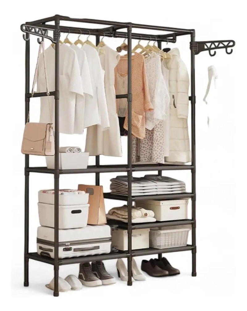 PERCHERO COLGADOR ORGANIZADOR DE ROPA CON DOS NIVELES PARA EXHIBICION - 1