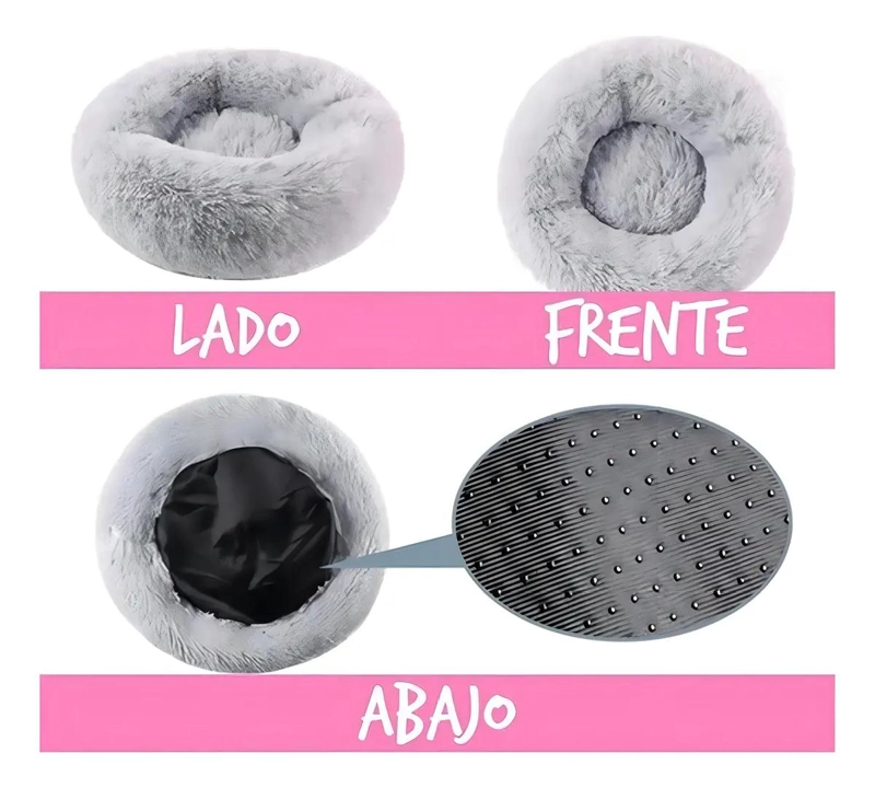 CAMA PARA MASCOTAS GRANDE 70CM CON FELPA Y DISEÑO ARCOIRIS - 4