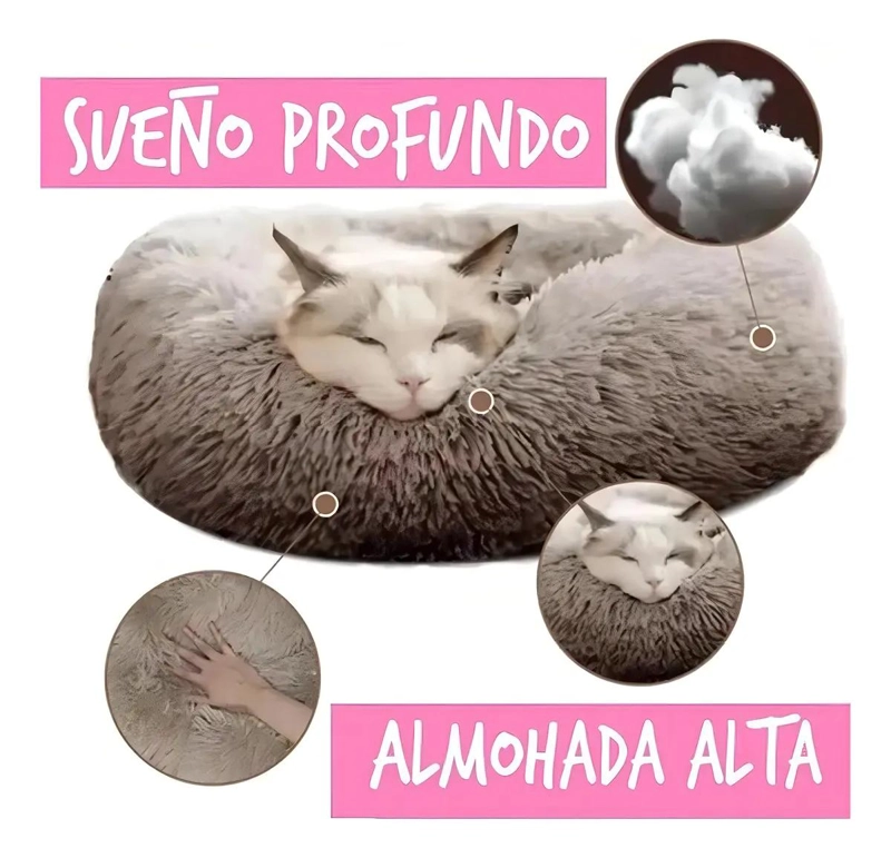 CAMA PARA MASCOTAS GRANDE 70CM CON FELPA Y DISEÑO ARCOIRIS - 5